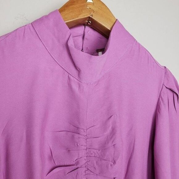 Free People Ruched Mock Neck Flutter Sleeves dress size 4 - Picture 12 of 14